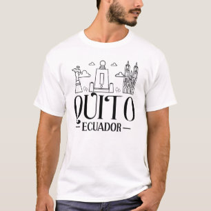 Quito Ecuador City Skyline Karte Reise 3 T-Shirt