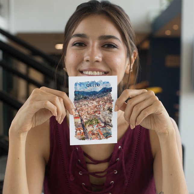 Quito Ecuador Cityscape Postkarte (quito ecuador retro vintage travel postcard)