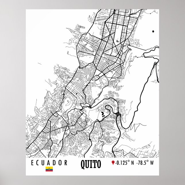 Quito, Ecuador Road Map Art - Earth Tones Poster (Vorne)