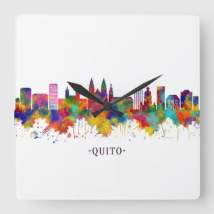Quito Ecuador Skyline Quadratische Wanduhr