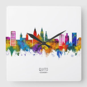 Quito Ecuador Skyline Quadratische Wanduhr