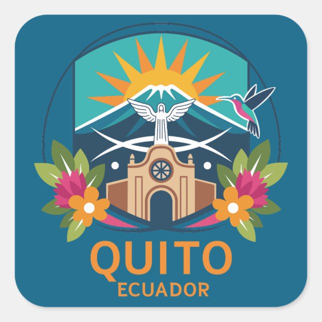 Quito Ecuador South America Quadratischer Aufkleber (Vorderseite)