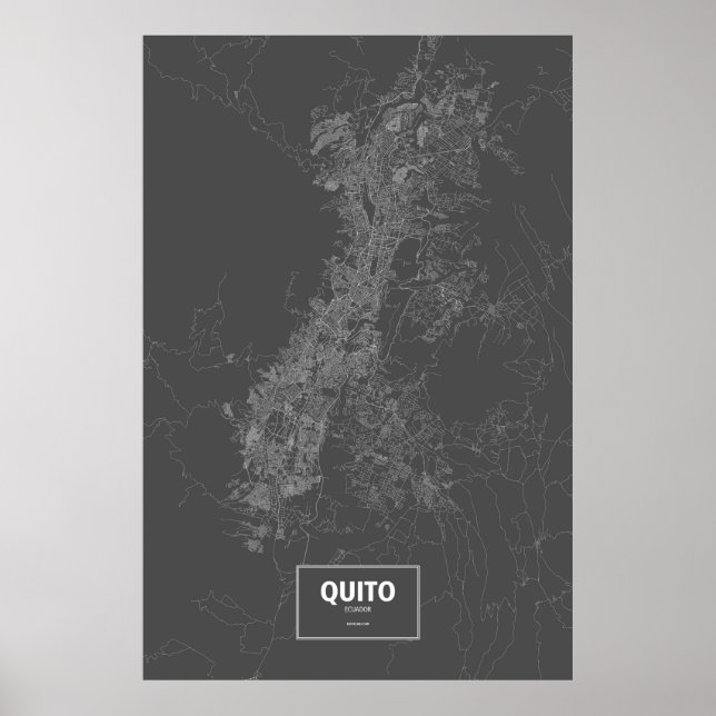 Quito, Ecuador (weiß auf schwarz) Poster (Vorne)