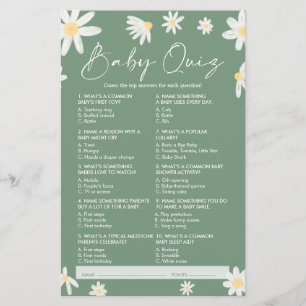 Quiz Baby Shower Game, Daisy Baby Showspiel