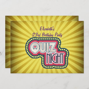Quiz Night BirthdayTrivia Party Gelber Sonnenbrand Einladung