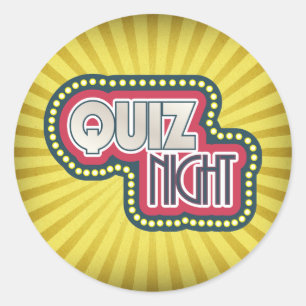 Quiz Night Trivia Party Gelber Sonnenbrand Runder Aufkleber