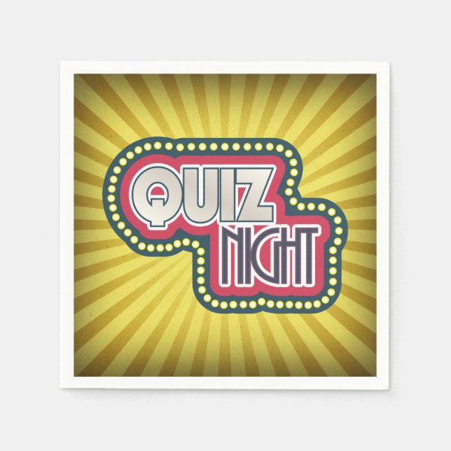 Quiz Night Trivia Party Gelber Sonnenbrand Serviette (Vorderseite)