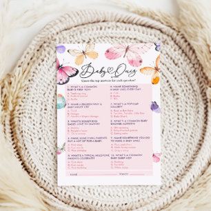Quiz-Spielkarte für Babydusche