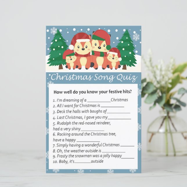 Quiz zum Winterfox Weihnachtslied (Stehend Vorderseite)