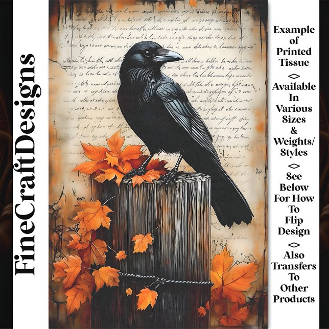 Quizzical Crow, Autumnal Herbstlaub BQ6 Dekoupage Seidenpapier (Von Creator hochgeladen)