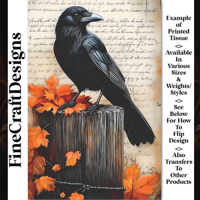 Quizzical Crow, Autumnal Herbstlaub BQ7 Dekoupage Seidenpapier (Von Creator hochgeladen)