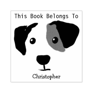 Quizzical Happy Dog Dieses Buch gehört Gummistempel