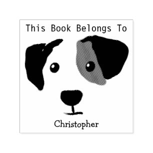 Quizzical Happy Dog Dieses Buch gehört Permastempel