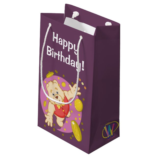 Quizzy Bär Kleine Geschenktüte (Rückseite Schrägansicht)