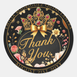 Quniceanera Gaben Rote Rosen Tiara Danke Runder Aufkleber