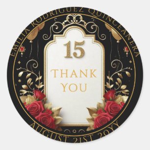 Quniceanera Gefallen Geschenke Rote Rosen Blumenbe Runder Aufkleber