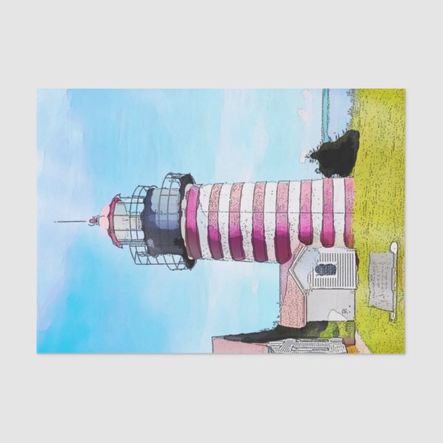 Quoddy Lighthouse Watercolor Decoupage Seidenpapier (Vorderseite)
