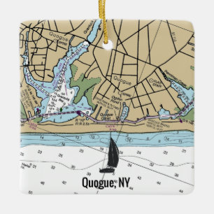 Quogue NY Nautical Chart Keramikornament