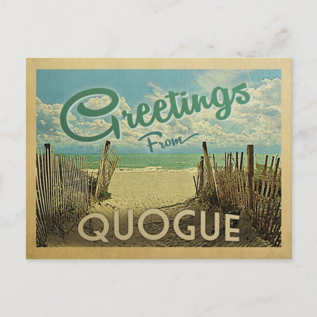 Quogue Postcard Beach Vintage Postkarte (Vorderseite)