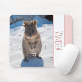 Quokka am Strand, Pink Girls Personalisiert Mousepad
