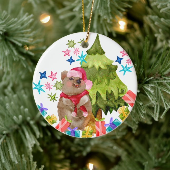 Quokka Christmas Keramik Ornament (Baum)