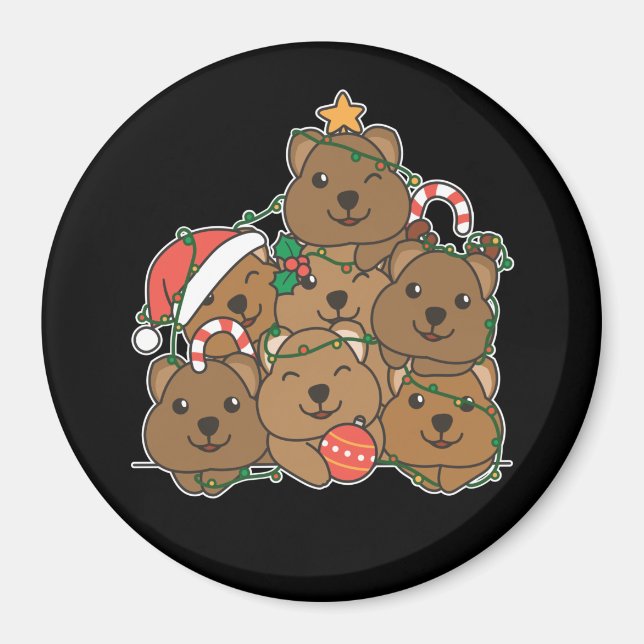 Quokka Christmas Tree Funny Animal Christmas Magne Magnet (Vorne)