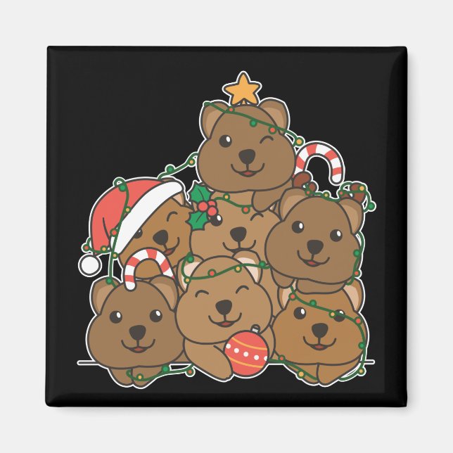 Quokka Christmas Tree Funny Animal Christmas Magne Magnet (Vorne)