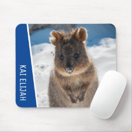 Quokka Cute Animal on the Beach Australia Blue Mousepad