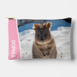 Quokka Cute Animal on the Beach Australia Pink Zubehörtasche