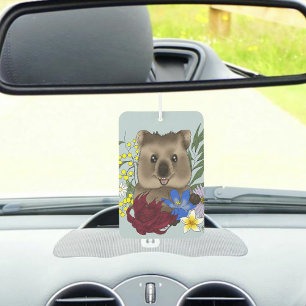 Quokka Glücklich Australien Floral Blau Autolufterfrischer