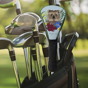 Quokka Glücklich Australien Floral Blau Golf Headcover