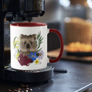 Quokka Glücklich Australien Floral Blau Tasse