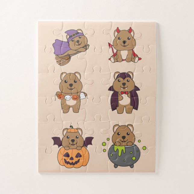 Quokka Halloween Devil Pumpkin Vampire Costume Jig Puzzle (Vertikal)