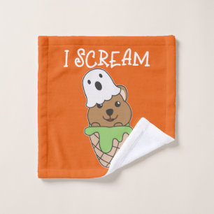 Quokka Halloween Ghost I schreibe Eiscreme Puff Waschlappen