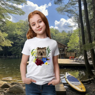 Quokka Happy Australien Floral Blau T-Shirt