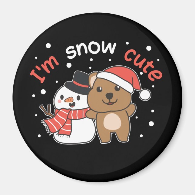 Quokka Ich bin Schnee Niedlich Snowman Snow Pun Ma Magnet (Vorne)