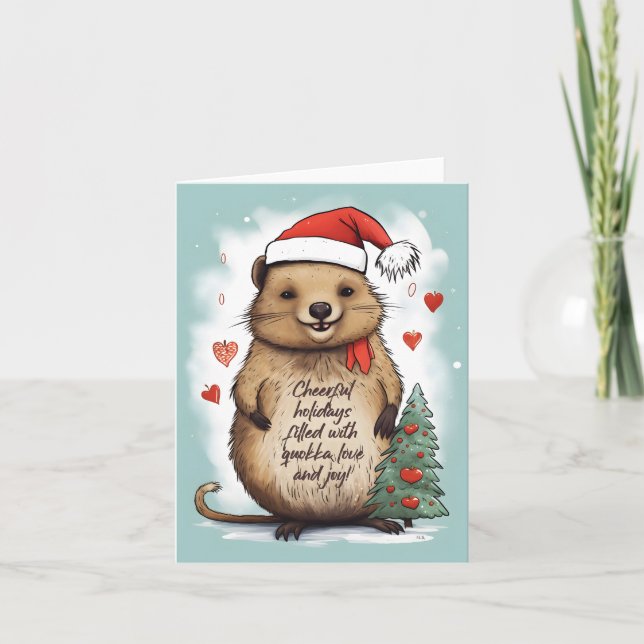 Quokka Liebe und Weihnachtsfreuden - Karte (Vorderseite)