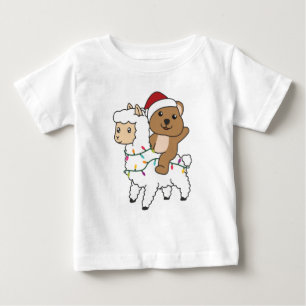 Quokka Llama Weihnachtsschnee Wintertiere Baby T-shirt