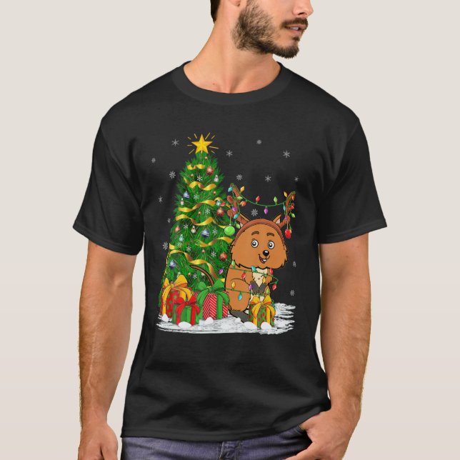 Quokka Lover Matching Xmas Lighting Quokka Christm T-Shirt (Vorderseite)