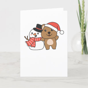 Quokka mit Schneemann im Winter zu Weihnachten