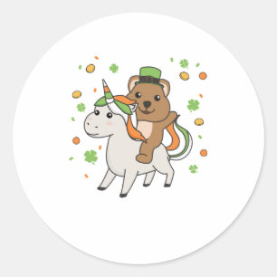 Quokka mit Unicorn St. Patrick's Day Irland Runder Aufkleber