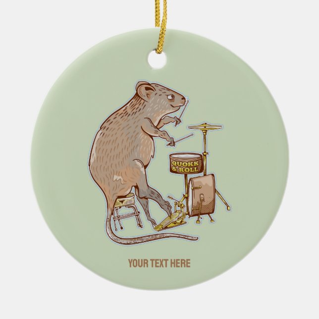 Quokka Playing Drums Keramik Ornament (Vorne)