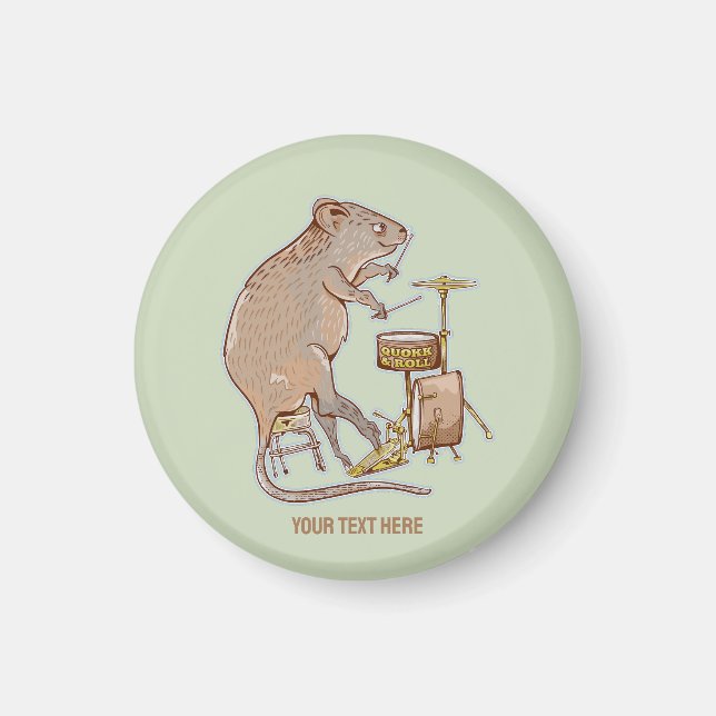 Quokka Playing Drums Magnet (Vorne)