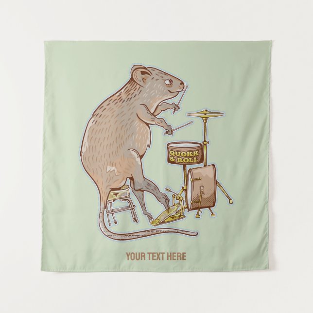 Quokka Playing Drums Wandteppich (Vorderseite)