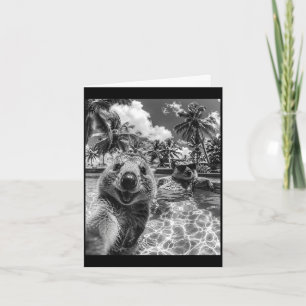 Quokka Pool Selfie Urlaub lustiges Tier Sommer Karte