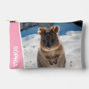 Quokka Süßes Tier am Strand Australien Rosa Zubehörtasche