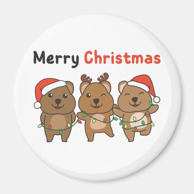 Quokka Weihnachten Niedlich Quokka Frohe Weihnacht Magnet (Vorne)