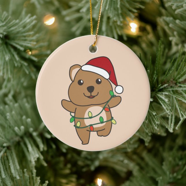 Quokka Weihnachts-Wintertiere Quokkas Keramik oder Keramik Ornament (Baum)