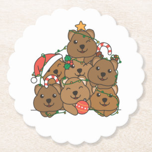 Quokka Weihnachtsbaum Funny Animal Christmas Untersetzer