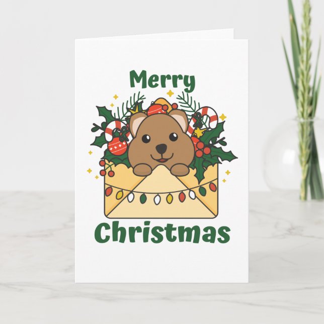 Quokka Weihnachtsbrief Wintertiere Quokkas Feiertagskarte (Vorderseite)